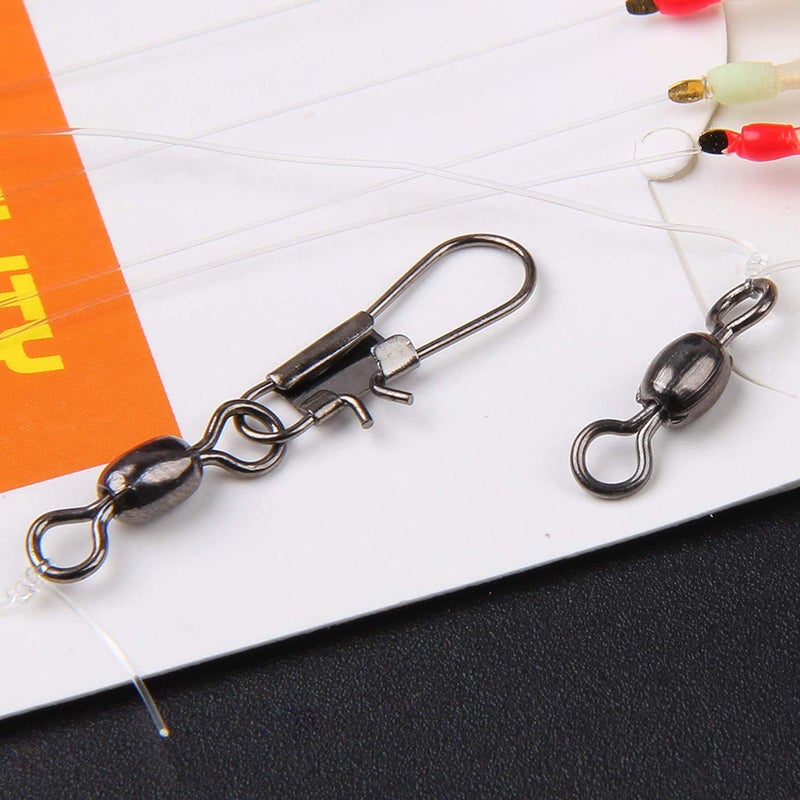Shaddock Fishing Fishing Bait Rigs Saltwater, 10Packs Surf Fishing Rigs with Fish Skin Feather Fishing Hooks Swivels Glow Beads Rigs Sea Bass Rigs Fishing Bait Lures (AFA, 6#) - Image 5